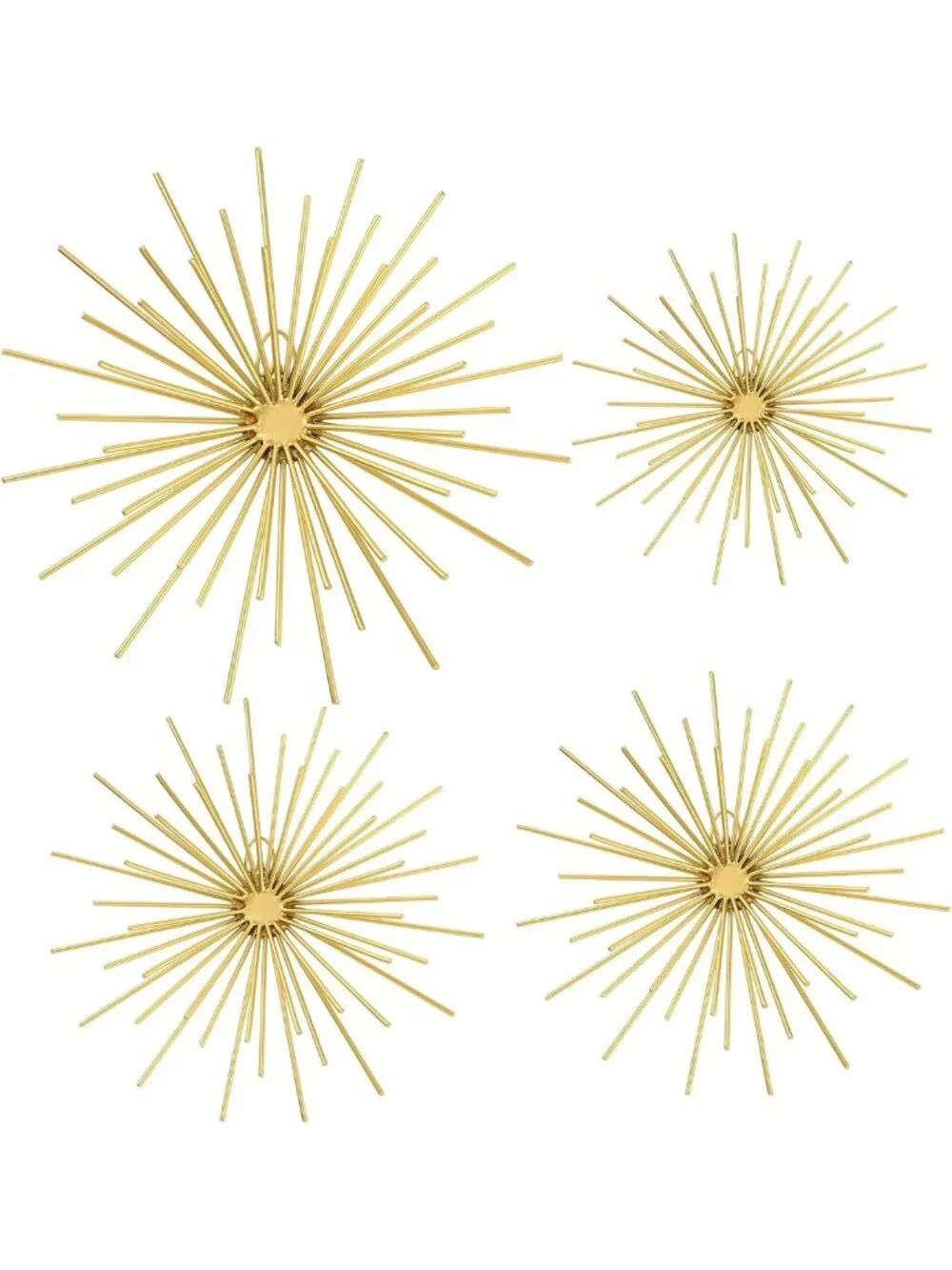 4 Pcs Gold Metal Starburst Wall Art - 3D Spike Decor for Modern Living Room